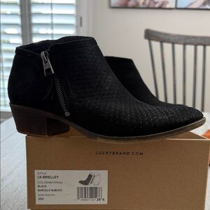 Lucky Brand Brielley Black Textured Ankle Booties